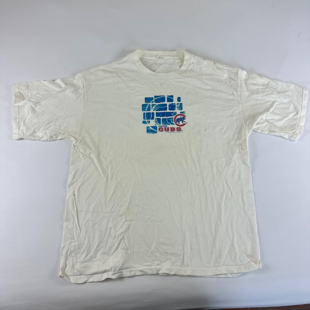 VTG Chicago Cubs T Shirt Mens White Graphic‎ Baseball MLB Tee Large